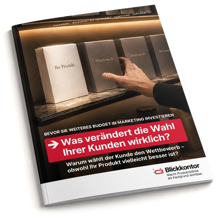 Titelseite des achtseitigen Blickkontor-Prospekts zur Kaufdiagnostik